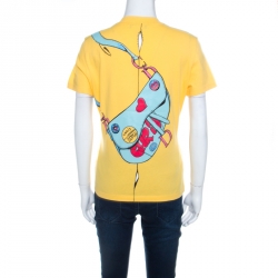 Dior Yellow Trompe L'oeil Print Cotton Crew Neck T Shirt L
