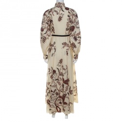 Dior Cream Paisley Printed Cotton Bishop Sleeve Belted Maxi Dress M 