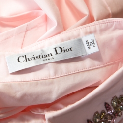 Christian Dior Pink Cotton Crystal Embellished Collar Sleeveless Shirt S
