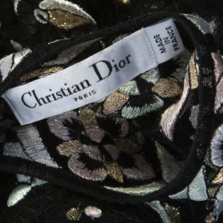 Christian Dior Black Embroidered Tulle Tiered Maxi Dress M