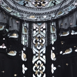 Christian Dior Black Embroidered Tulle Tiered Maxi Dress M