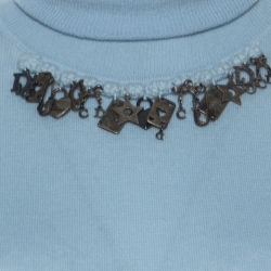 Dior Powder Blue Cashmere Embellished Turtleneck Sweater S