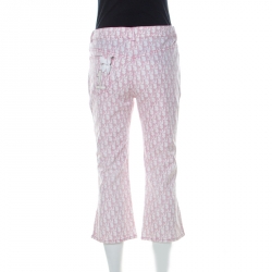 Dior Pink Monogram Denim Embellished Detail Cropped Pants L