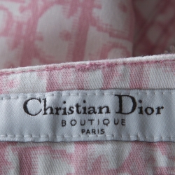 Dior Pink Monogram Denim Embellished Detail Cropped Pants L