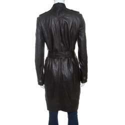Dior Black Lambskin Belted Long Coat S