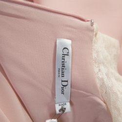 Pre Owned Dior Pale Pink Wool Lace Collar Detail Flared Dress S 