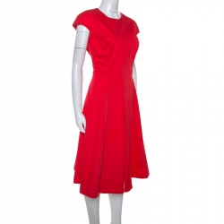 Christian Dior Coral Pink Stretch Cotton Midi Dress L