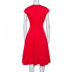 Christian Dior Coral Pink Stretch Cotton Midi Dress L