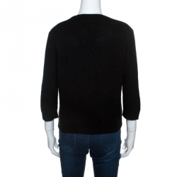 Christian Dior Black Cashmere Embroidered Detail Sweater XL