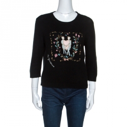 Christian Dior Black Cashmere Embroidered Detail Sweater XL