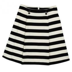 Pre Owned Christian Dior Black & White Striped Skirt S