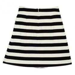 Pre Owned Christian Dior Black & White Striped Skirt S