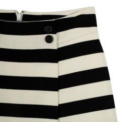 Pre Owned Christian Dior Black & White Striped Skirt S