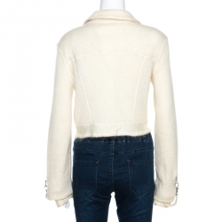 Pre Owned Dior Boutique Vintage Off White Mohair Cropped Jacket M