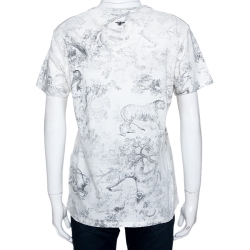 Pre Owned Dior Off White Diorodeo Jungle Print Cotton Linen T-Shirt M