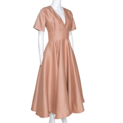 Dior Peach Wool and Silk Flared Midi Dress M