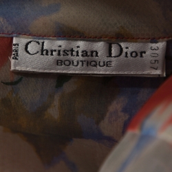 Pre Owned Christian Dior Boutique Multicolor Floral Print Silk Oversized Blouse L