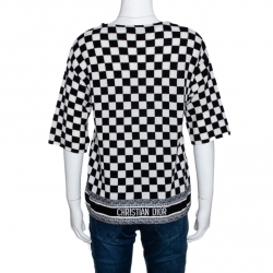 Dior Black & White Checkered Cashmere Top M 