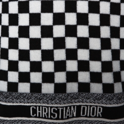Dior Black & White Checkered Cashmere Top M 