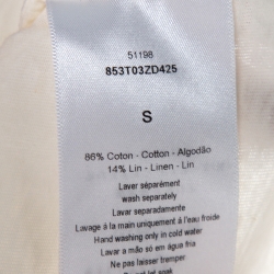 Pre Owned Dior Off White Flower Power Print Cotton Linen T-Shirt S