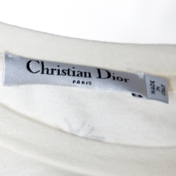 Pre Owned Dior Off White Flower Power Print Cotton Linen T-Shirt S