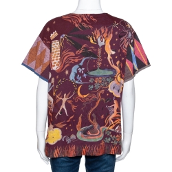 Dior Maroon Linen Blend Tarot Print T Shirt M 