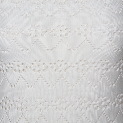 Pre Owned Dior Ivory Cotton Pointelle Knit Sleeveless A Line Dress S