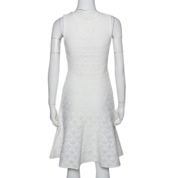 Pre Owned Dior Ivory Cotton Pointelle Knit Sleeveless A Line Dress S