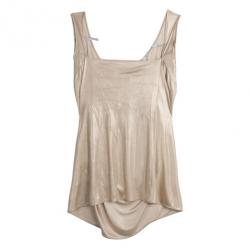 Pre Owned Dior Gold Metallic Draped Top M