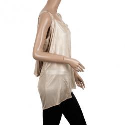 Pre Owned Dior Gold Metallic Draped Top M