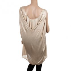 Pre Owned Dior Gold Metallic Draped Top M