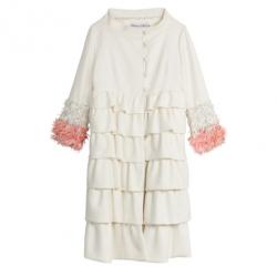 Christian Dior Cream Ruffled Embellished Sleeve Coat M