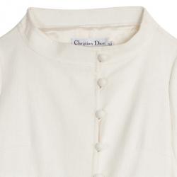 Christian Dior Cream Ruffled Embellished Sleeve Coat M