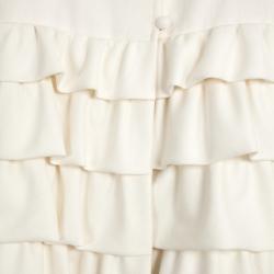 Christian Dior Cream Ruffled Embellished Sleeve Coat M