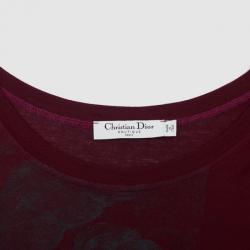 Pre Owned Christian Dior Burgundy Long Sleeve T-Shirt Size S