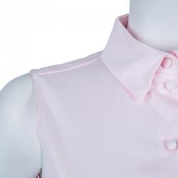 Dior Pink Shirt and Jaquard Skirt Matched Piping Detail Set S