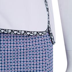 Dior Pink Shirt and Jaquard Skirt Matched Piping Detail Set S