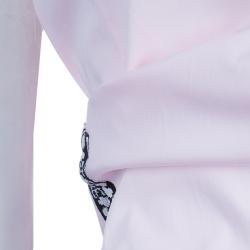 Dior Pink Shirt and Jaquard Skirt Matched Piping Detail Set S
