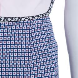Dior Pink Shirt and Jaquard Skirt Matched Piping Detail Set S