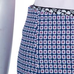 Dior Pink Shirt and Jaquard Skirt Matched Piping Detail Set S