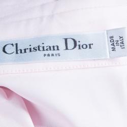 Dior Pink Shirt and Jaquard Skirt Matched Piping Detail Set S