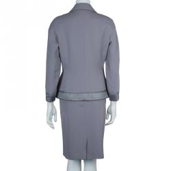 Pre Owned Dior Grey Wool Skirt Suit M