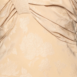 Dior Beige Floral Jacquard Silk Sleeveless Maxi Dress M