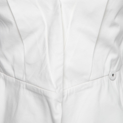 Pre Owned Christian Dior White Cotton Pleated Peplum Top S