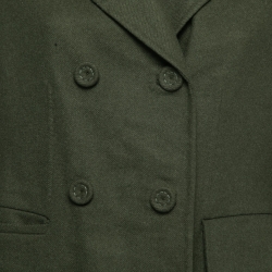 Pre Owned Dior Olive Green Wool & Angora Button Front Belted Coat L