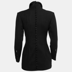 Pre Owned Christian Dior Boutique Vintage Black Wool Velvet Collared Top S
