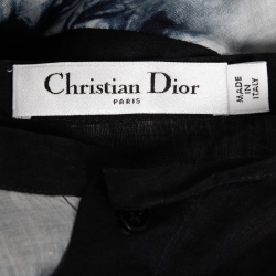 Pre Owned Christian Dior Navy Blue Tie-Dye Effect Cotton Tunic L