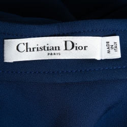 Christian Dior Blue Neoprene Belted Zip-Up Scuba Top S