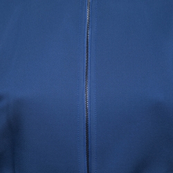 Christian Dior Blue Neoprene Belted Zip-Up Scuba Top S