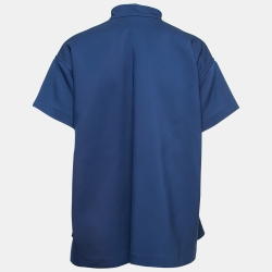 Christian Dior Blue Neoprene Belted Zip-Up Scuba Top S